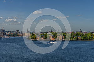 View of Stockholm from Sodermalm district. Panorama of Skeppsholmen