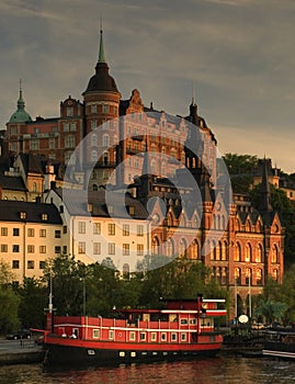 View of Stockholm in sunset light