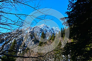 View of Stol mountain peak in Karavanke mountains in Gorenjska, Slovenia