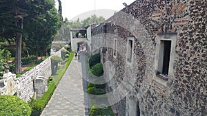 view of stone construction in museum of the inquisitions in mexico city