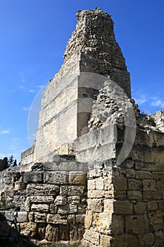 View of stone fortress wall in Chersonesos