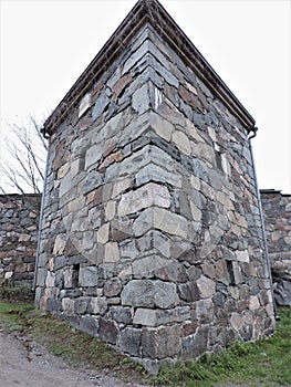View of stone tower of fortress, Sveaborg, Finland