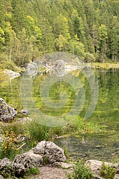 View on stones at the Eibsee