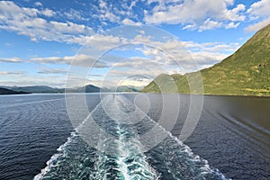 View of Storfjord from cruise liner, Norway - Scandinavia