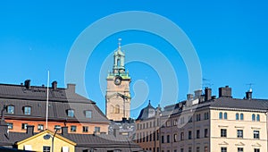 View with Storkyrkan The Great Church, officially named Sankt Nikolai kyrka Church of St. Nicholas and informally called Stock photo