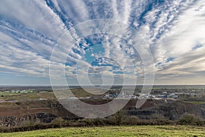 A view of Strato Sirrius clouds above Croft Quarry and Huncote Nature reserve in Leicestershire, UK photo