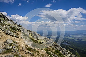 View of Strbske Pleso from the top of Predne Solisko. Slovakia