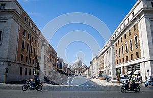View from streef of St. Peter's Basilica in Vatican City