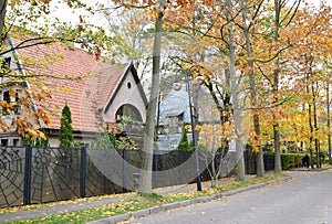 View of the street Dynamo in the autumn day. Svetlogorsk, Kaliningrad region