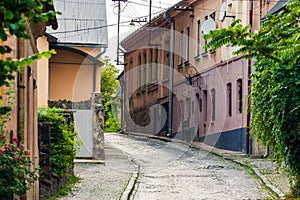 View on street of old european city