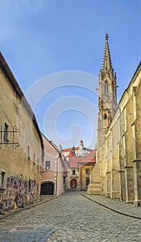 Pohled na ulici starého města Bratislavy, Slovensko