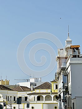 View of historical street in the old town Faro, Algarve, Portugal.