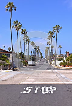 View of a street in San Diego California.