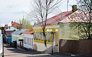 View of street of Vladimir with domes of Dormition Cathedral