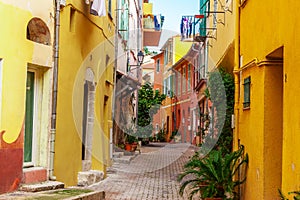 View of streets. Villefranche-sur-Mer, Nice, French Riviera.