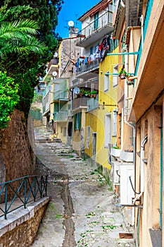 View of streets. Villefranche-sur-Mer, Nice, French Riviera.