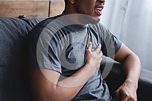 View of stressed african american man