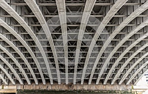 View of Structure and beams under the Curved steel Bridge