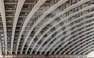 View of Structure and beams under the Curved steel Bridge