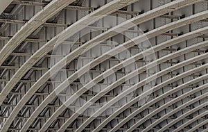 View of Structure and beams under the Curved steel Bridge