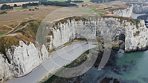 View of the stunning coastline featuring white cliffs of Etretat