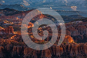 view of stunning red sandstone hoodoos in Bryce Canyon National Park in Utah, USA