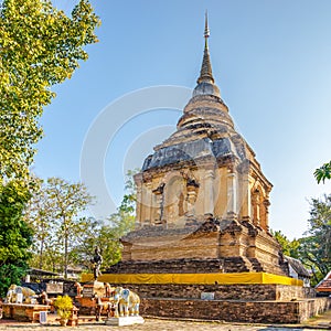 View at the Stupa near Wat of Jed Yod in the streets of Chiang Mai town in Thailand