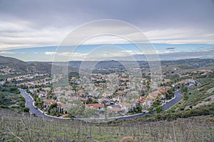 View of a subdivision from a mountain trail at San Clemente, California