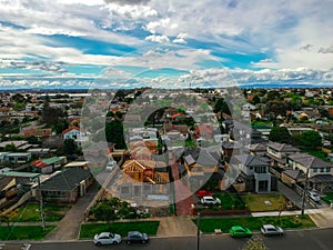 view of Suburban Melbourne housing, roof tops, the streets and the parks NSW Australia