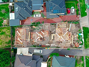 view of Suburban Melbourne housing, roof tops, the streets and the parks NSW Australia