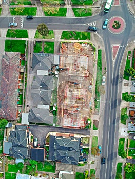 view of Suburban Melbourne housing, roof tops, the streets and the parks NSW Australia