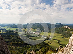 View from Sulov rocks, nature reserve in Slovakia with its rocks and meadows