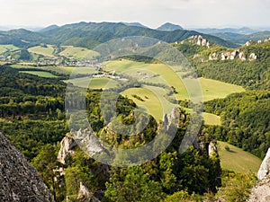 View from Sulov rocks, nature reserve in Slovakia with its rocks and meadows