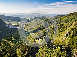 View from Sulov rocks, nature reserve in Slovakia with its rocks and meadows