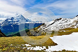 View in summer mountains around Grindelwald, Switzerland