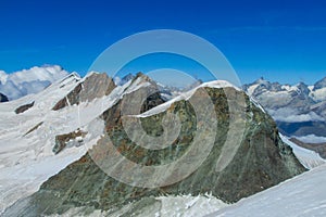 View from the summit of Breithorn, Monterosa massiv in the Alps