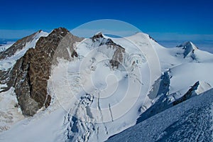 View from the summit of Breithorn, Monterosa massiv in the Alps