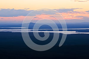 View From the Summit of Cadillac Mountain in Bar Harbor Maine at Sunset Photo