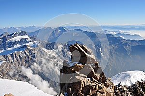 View from the summit of Mount Rosa