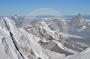 View from the summit of Mount Rosa