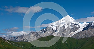 View on the summit Tetnuld in Caucasus mountains.