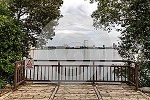 View from Sungei Buloh in Singapore. Buildings in Malaysia in the background.