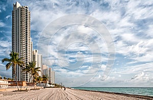 View of Sunny Isles Miami beach in Florida at morning