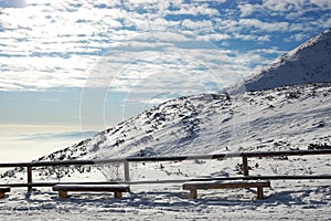 View of sunny mountain slope n High Tatras.