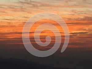 View of Sunrise above Himalayan Mountains from Sarangkot in Nepal.