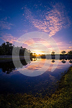 View of sunrise near a lake