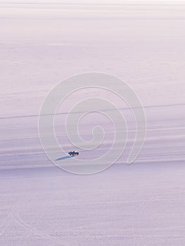 View on sunrise over island incahuasi by salt lake Uyuni in Bolivia