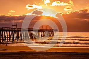 View of sunrise from Virginia Beach Fishing Pier , Virginia Beach, VA