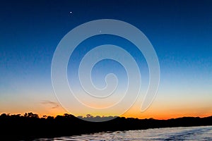 Sunset over Amazon river