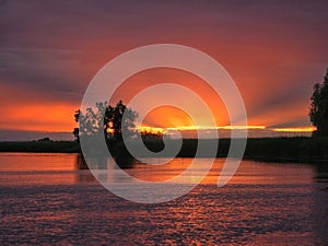 Sunset over Danube Delta, scenery view